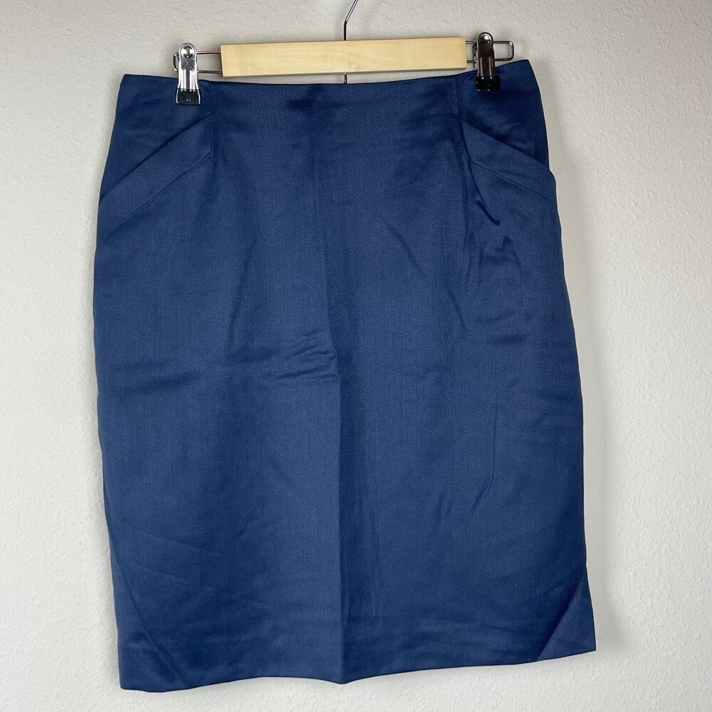 PLANET Women's Blue Pencil Skirt Size 14 Pockets & Back Slit - Office & Academia